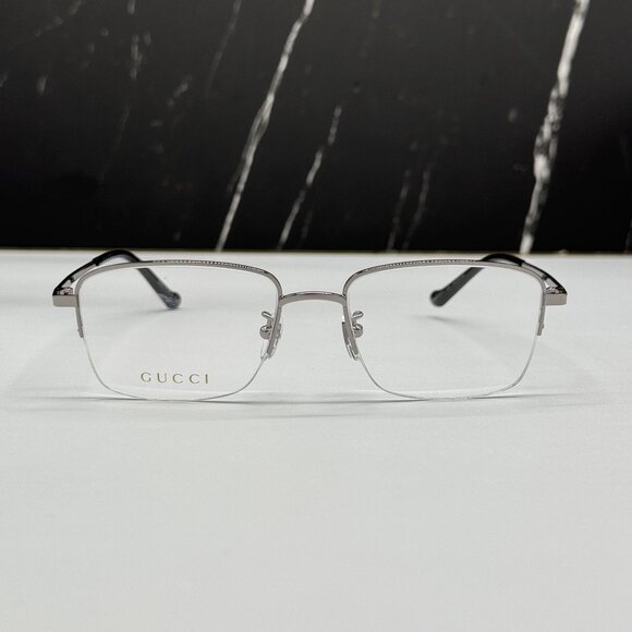 NEW GUCCI GG0863OA 003 SQUARE SILVER METAL EYEGLLASSES GUCCI - Picture 1 of 11